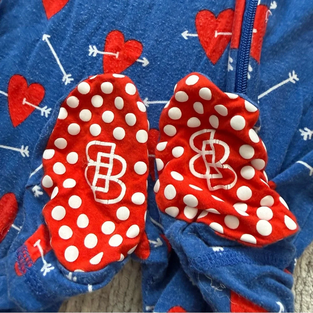 Little Bum Bums Heart Arrow Bamboo Zip Footie‎ 6-9M